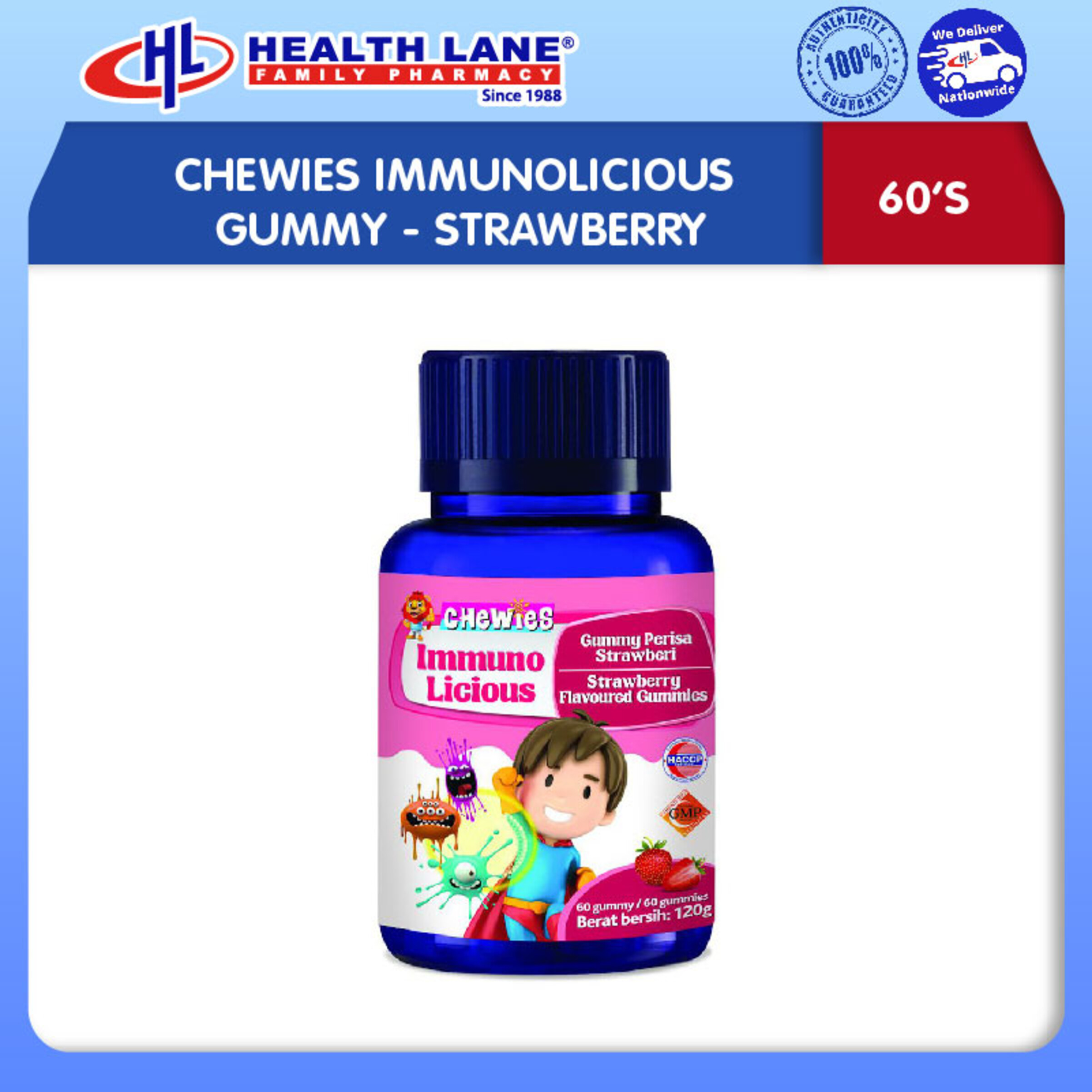 CHEWIES IMMUNOLICIOUS GUMMY- STRAWBERRY (60'S)